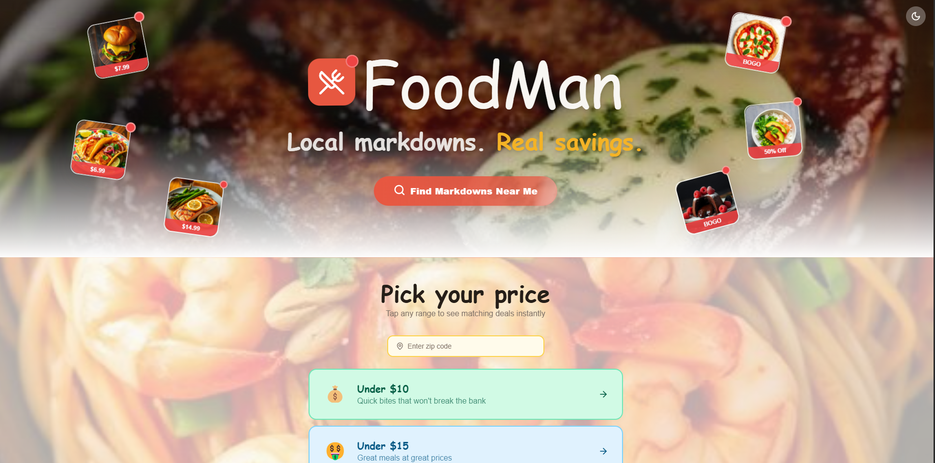FoodMan landing